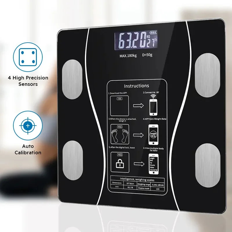 Smart Body Fat Scale Bluetooth Health Scale Wireless LED Digital Weight Scale Body Composition Analyzer Testing Body Fat Scale