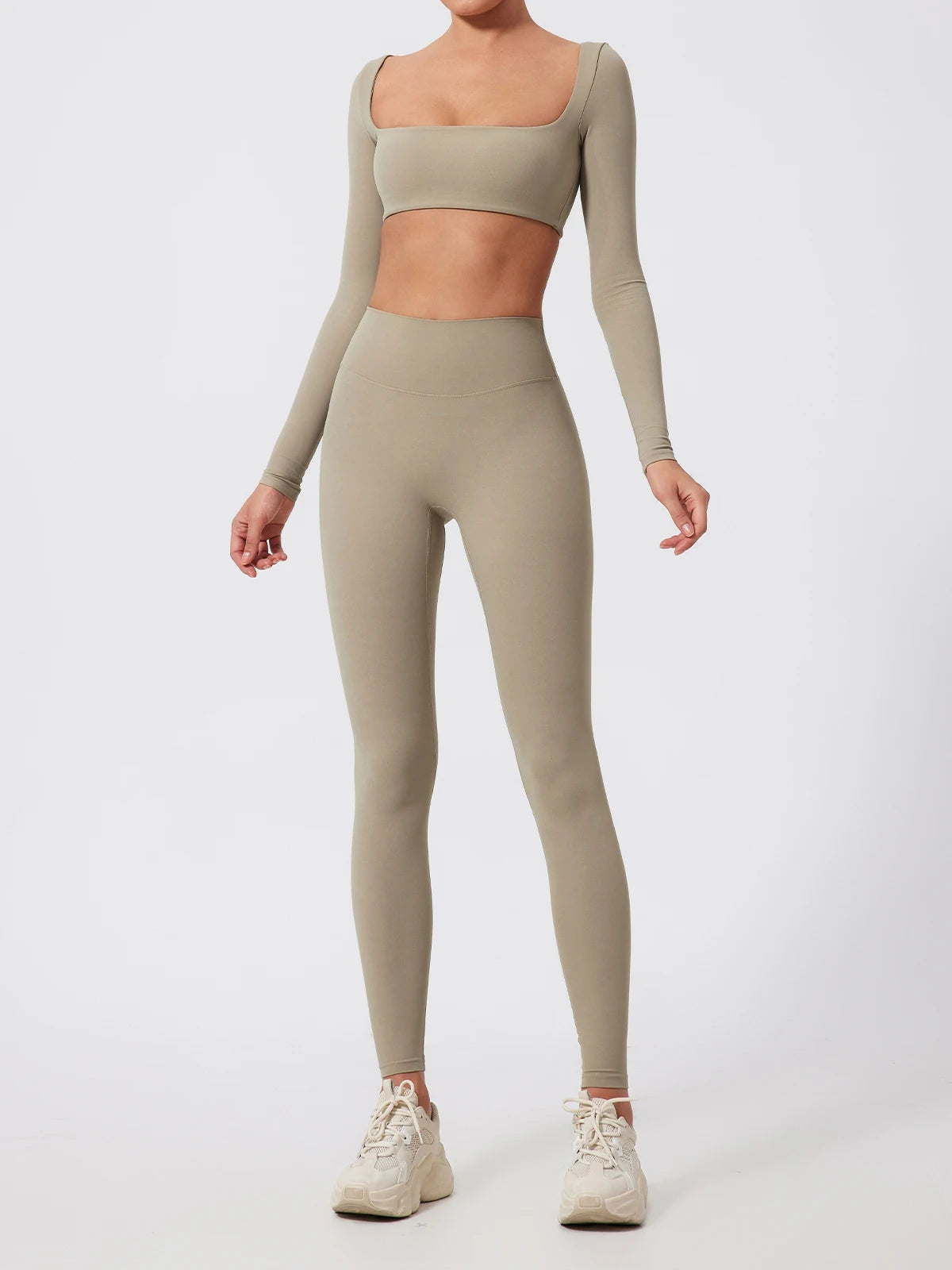 Summer Long-Sleeved Sports Fitness Set Women Outdoors Running Activewear Female Yoga Clothes Crop Top Sport Outfit For Woman