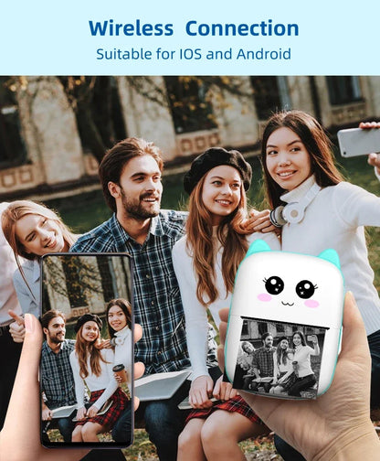 New Mini portable thermal printer print photo pocket thermal label printer 58mm printing wireless Bluetooth Android iOS printers