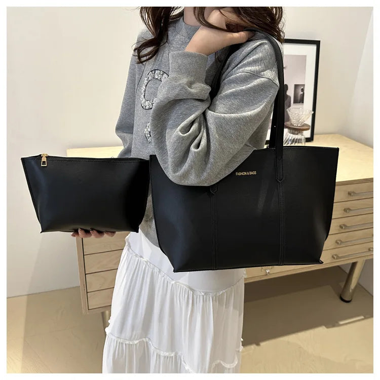 Large Capacity Women's Bag Soft Leather Tote Bags Casual Versatile Single Shoulder Handbag Mommy Handbags 2025 Autumn and Winter