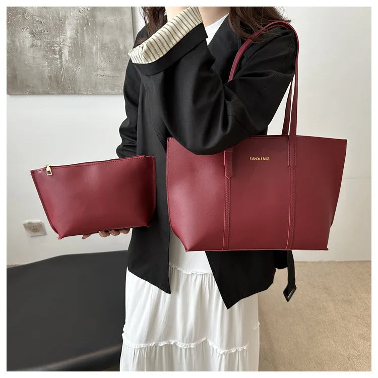 Large Capacity Women's Bag Soft Leather Tote Bags Casual Versatile Single Shoulder Handbag Mommy Handbags 2025 Autumn and Winter