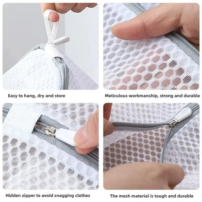 2PCS Multi-functional Laundry Mesh Bag with Zipper, for Sneakers Running Shoes Socks Bras, Household Wash Bag for Washer Dryer
