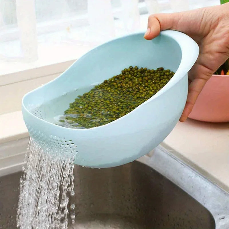 1pc rice panning machine, vegetable and fruit basket, drain and wash vegetable basket, household kitchen rice washing sieve
