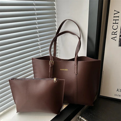 Large Capacity Women's Bag Soft Leather Tote Bags Casual Versatile Single Shoulder Handbag Mommy Handbags 2025 Autumn and Winter