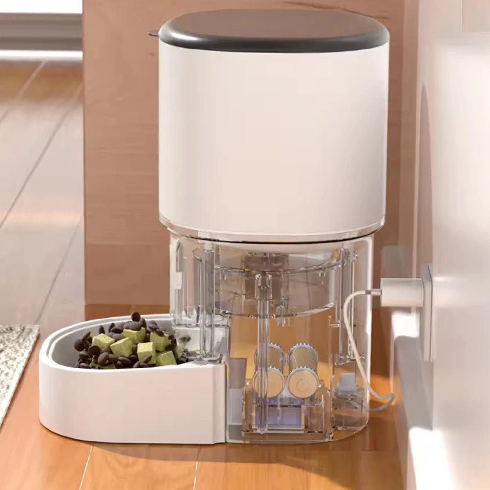 4L WIFI Button Automatic Cat Feeder Intelligent Cat and Dog Pet Feeder Smart Pet Cat Food Dispenser Pet Feeder(No 5V 1A plug)
