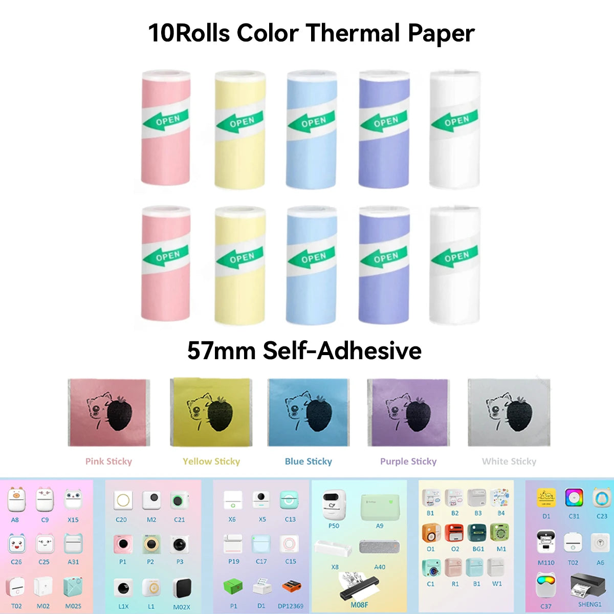 Mini Photo Pocket Printer Portable Ink-free Thermal 57mm Sticker Trans Paper Wireless BT 200dpi Android IOS Printing Machine