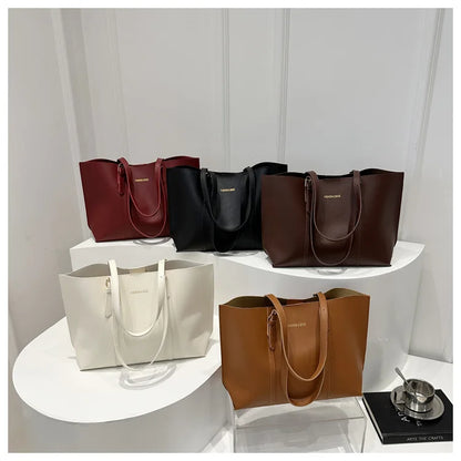 Large Capacity Women's Bag Soft Leather Tote Bags Casual Versatile Single Shoulder Handbag Mommy Handbags 2025 Autumn and Winter