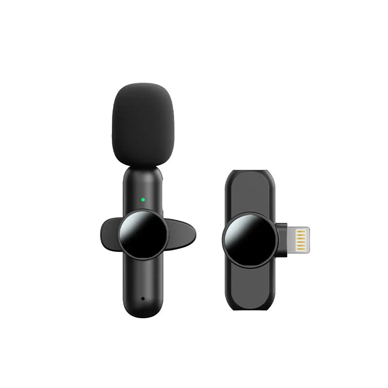 Basix 2.4G Wireless Stereo Lavalier Microphone Live Interview Outdoor Mini Noise Cancelling  for iPhone Android rotate Lapel Mic