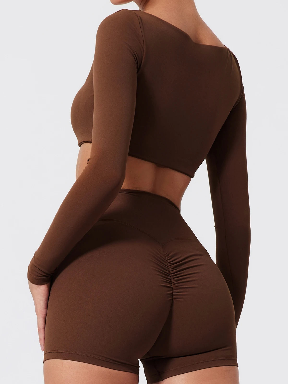 Summer Long-Sleeved Sports Fitness Set Women Outdoors Running Activewear Female Yoga Clothes Crop Top Sport Outfit For Woman