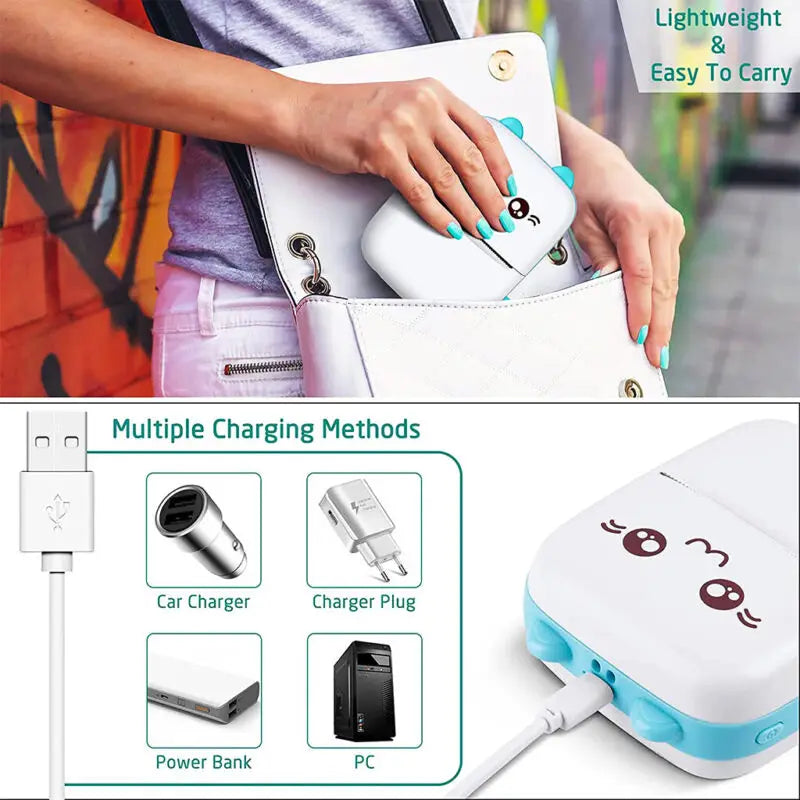 Mini Photo Pocket Printer Portable Ink-free Thermal 57mm Sticker Trans Paper Wireless BT 200dpi Android IOS Printing Machine