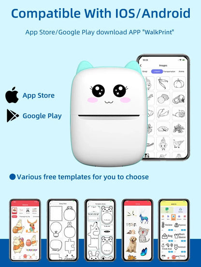 New Mini portable thermal printer print photo pocket thermal label printer 58mm printing wireless Bluetooth Android iOS printers