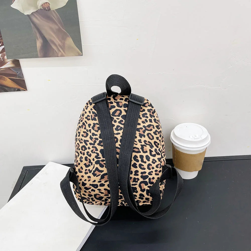 Ins Leopard Backpack Women Funny Animal Design School Bags for Teenage Girls Daily Travel Small Rucksack Preppy Style Knapsacks