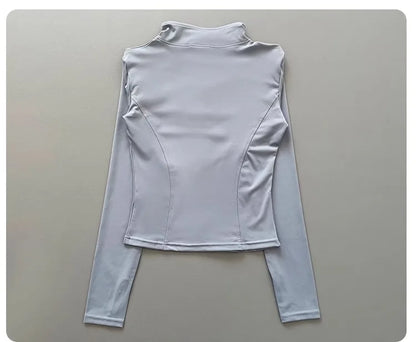 Women's Workout Jacket Stretch Fitted Zip Front Long Sleeve Running Yoga Slimming Waist-Cinching Stand Collar Quick-Dry Sportswe