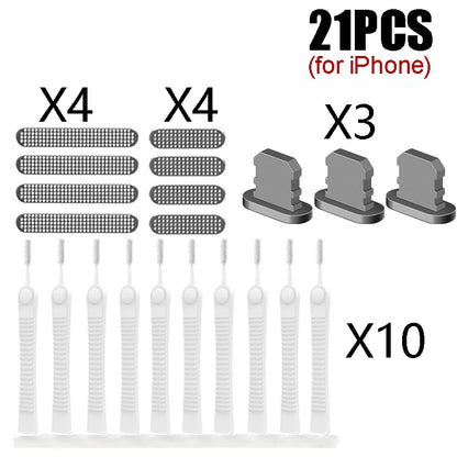 Dust Plug Mobile Dust Charging Port Cleaner Speaker Dust Cover Net for IPhone 14 13 12 11 Pro Max XR XS X 8 7 6 Cleaner Kit