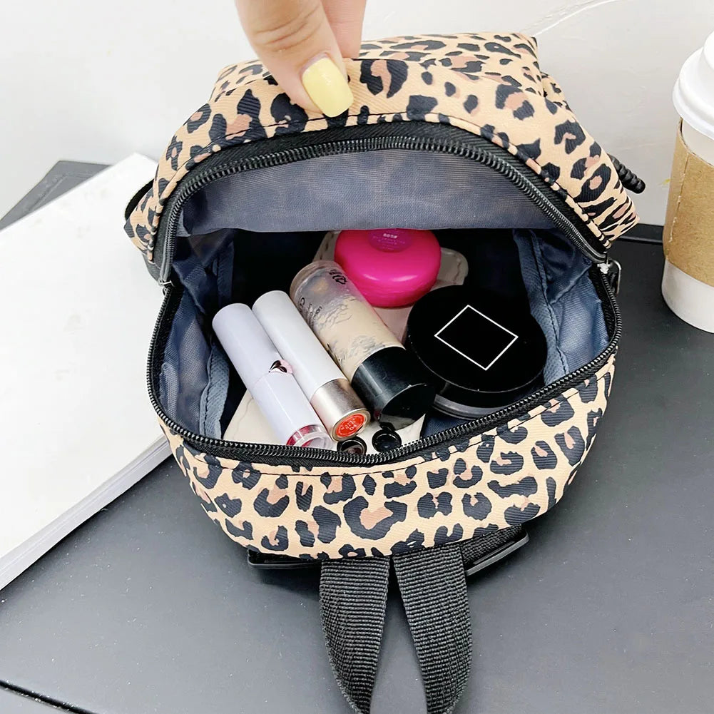 Ins Leopard Backpack Women Funny Animal Design School Bags for Teenage Girls Daily Travel Small Rucksack Preppy Style Knapsacks