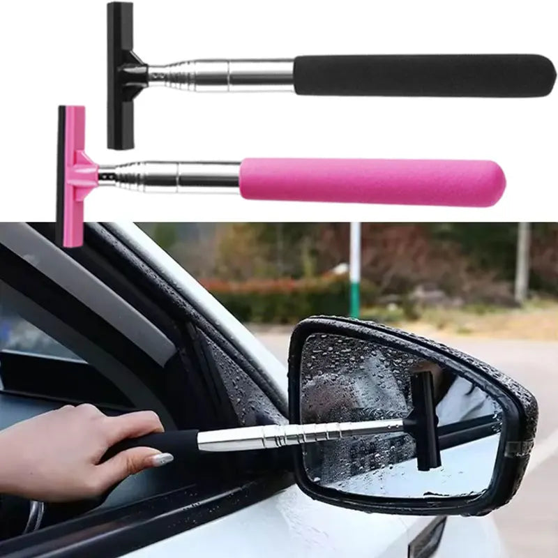 1pc Car Telescopic Rearview Mirror Wiper Squeegee Portable Rainy Glass Window Handheld Wiper Car Side Mirror Cleaning Tool