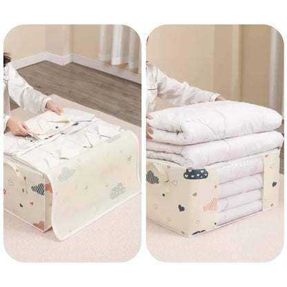 1pc Large Foldable Non-Woven Storage Bag – Fabric Dust-Proof Quilt and Clothing Organizer with Zipper and Easy Carry Handles