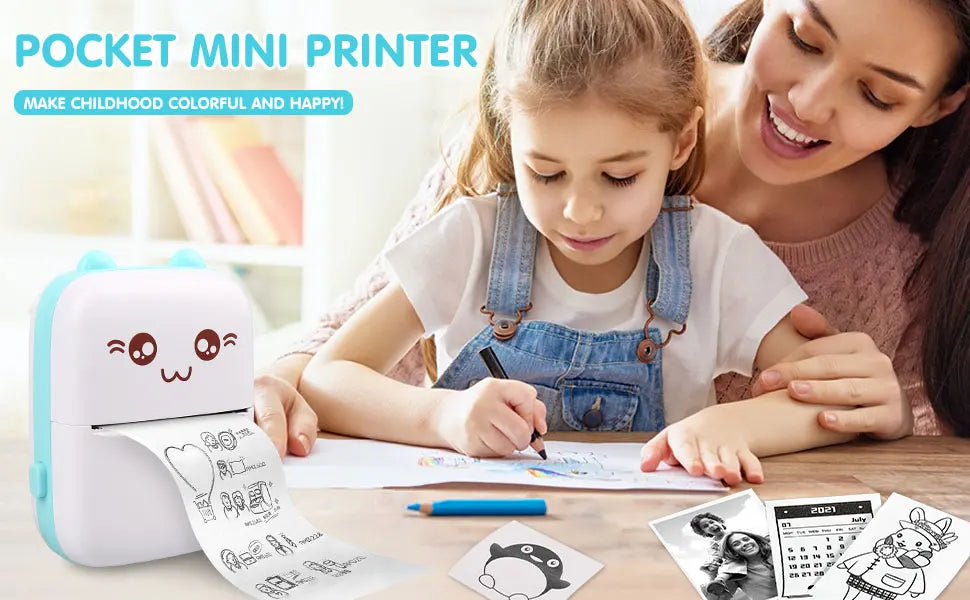 Mini Photo Pocket Printer Portable Ink-free Thermal 57mm Sticker Trans Paper Wireless BT 200dpi Android IOS Printing Machine