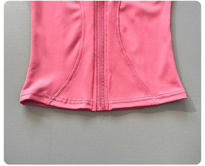 Women's Workout Jacket Stretch Fitted Zip Front Long Sleeve Running Yoga Slimming Waist-Cinching Stand Collar Quick-Dry Sportswe