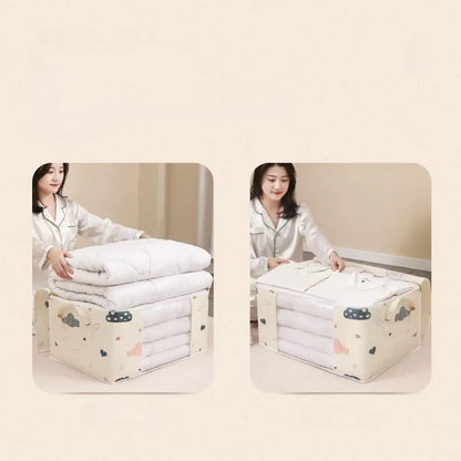 1pc Large Foldable Non-Woven Storage Bag – Fabric Dust-Proof Quilt and Clothing Organizer with Zipper and Easy Carry Handles