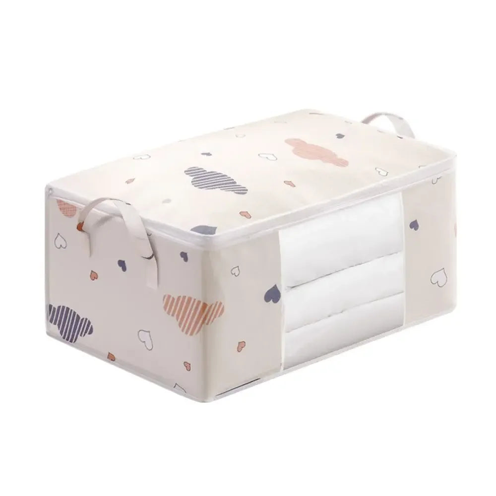 1pc Large Foldable Non-Woven Storage Bag – Fabric Dust-Proof Quilt and Clothing Organizer with Zipper and Easy Carry Handles