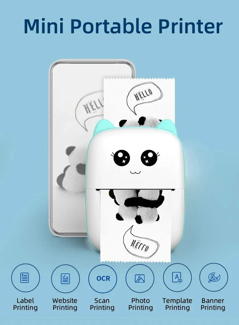 New Mini portable thermal printer print photo pocket thermal label printer 58mm printing wireless Bluetooth Android iOS printers