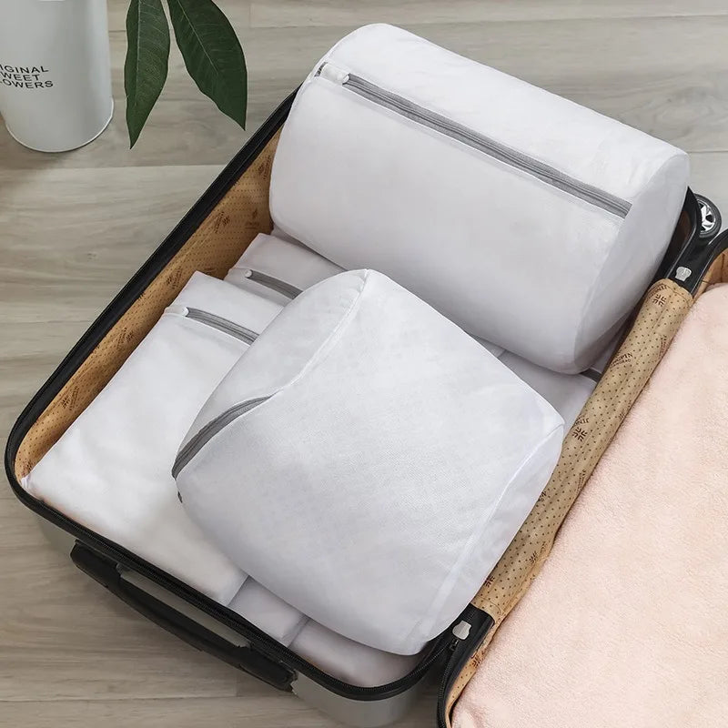 2PCS Multi-functional Laundry Mesh Bag with Zipper, for Sneakers Running Shoes Socks Bras, Household Wash Bag for Washer Dryer