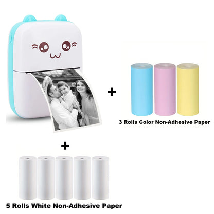 Mini Photo Pocket Printer Portable Ink-free Thermal 57mm Sticker Trans Paper Wireless BT 200dpi Android IOS Printing Machine