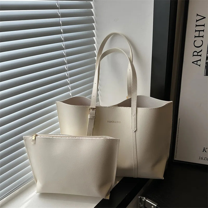 Large Capacity Women's Bag Soft Leather Tote Bags Casual Versatile Single Shoulder Handbag Mommy Handbags 2025 Autumn and Winter