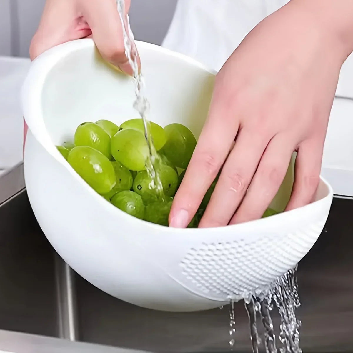 1pc rice panning machine, vegetable and fruit basket, drain and wash vegetable basket, household kitchen rice washing sieve