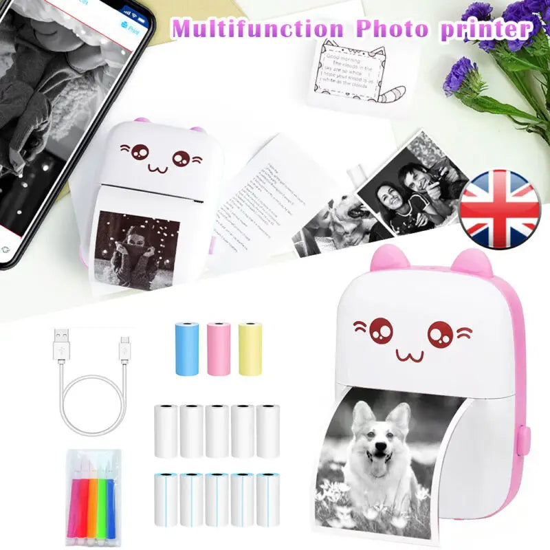 Mini Photo Pocket Printer Portable Ink-free Thermal 57mm Sticker Trans Paper Wireless BT 200dpi Android IOS Printing Machine