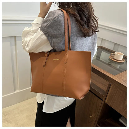 Large Capacity Women's Bag Soft Leather Tote Bags Casual Versatile Single Shoulder Handbag Mommy Handbags 2025 Autumn and Winter