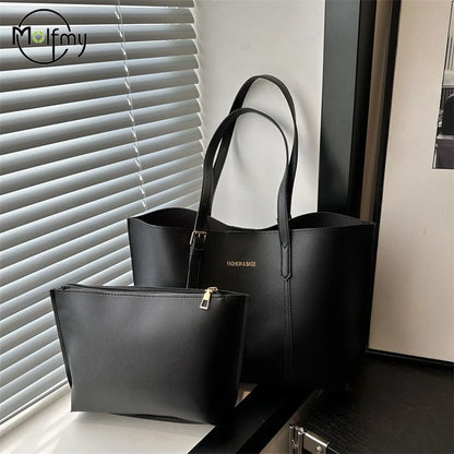 Large Capacity Women's Bag Soft Leather Tote Bags Casual Versatile Single Shoulder Handbag Mommy Handbags 2025 Autumn and Winter