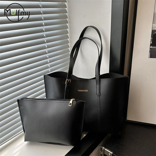 Large Capacity Women's Bag Soft Leather Tote Bags Casual Versatile Single Shoulder Handbag Mommy Handbags 2025 Autumn and Winter