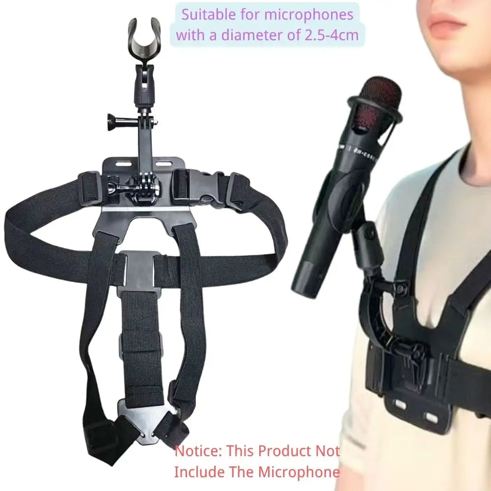 Microphone Shoulder Strap Holder, Frees Your Hands, Attaches the Microphone to Your Body, with Adjustable Strap Angle and Tightness, Wide Compatibility Range: Supports Microphones with a Diameter of 2.5-4cm, Meets the Needs o