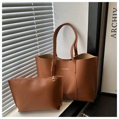 Large Capacity Women's Bag Soft Leather Tote Bags Casual Versatile Single Shoulder Handbag Mommy Handbags 2025 Autumn and Winter