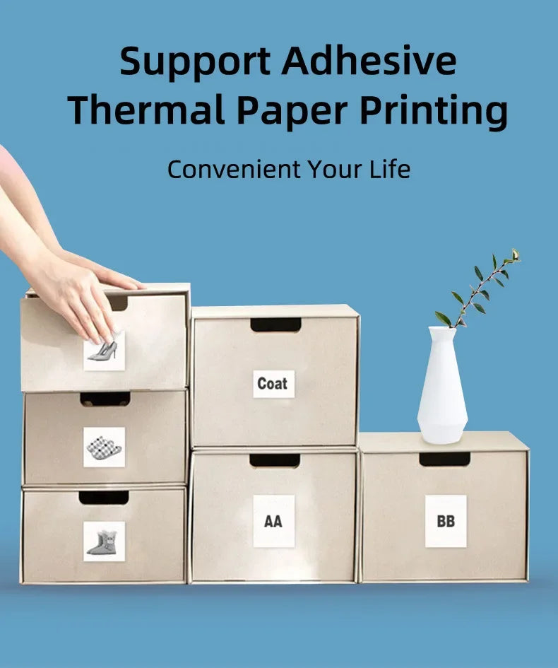New Mini portable thermal printer print photo pocket thermal label printer 58mm printing wireless Bluetooth Android iOS printers