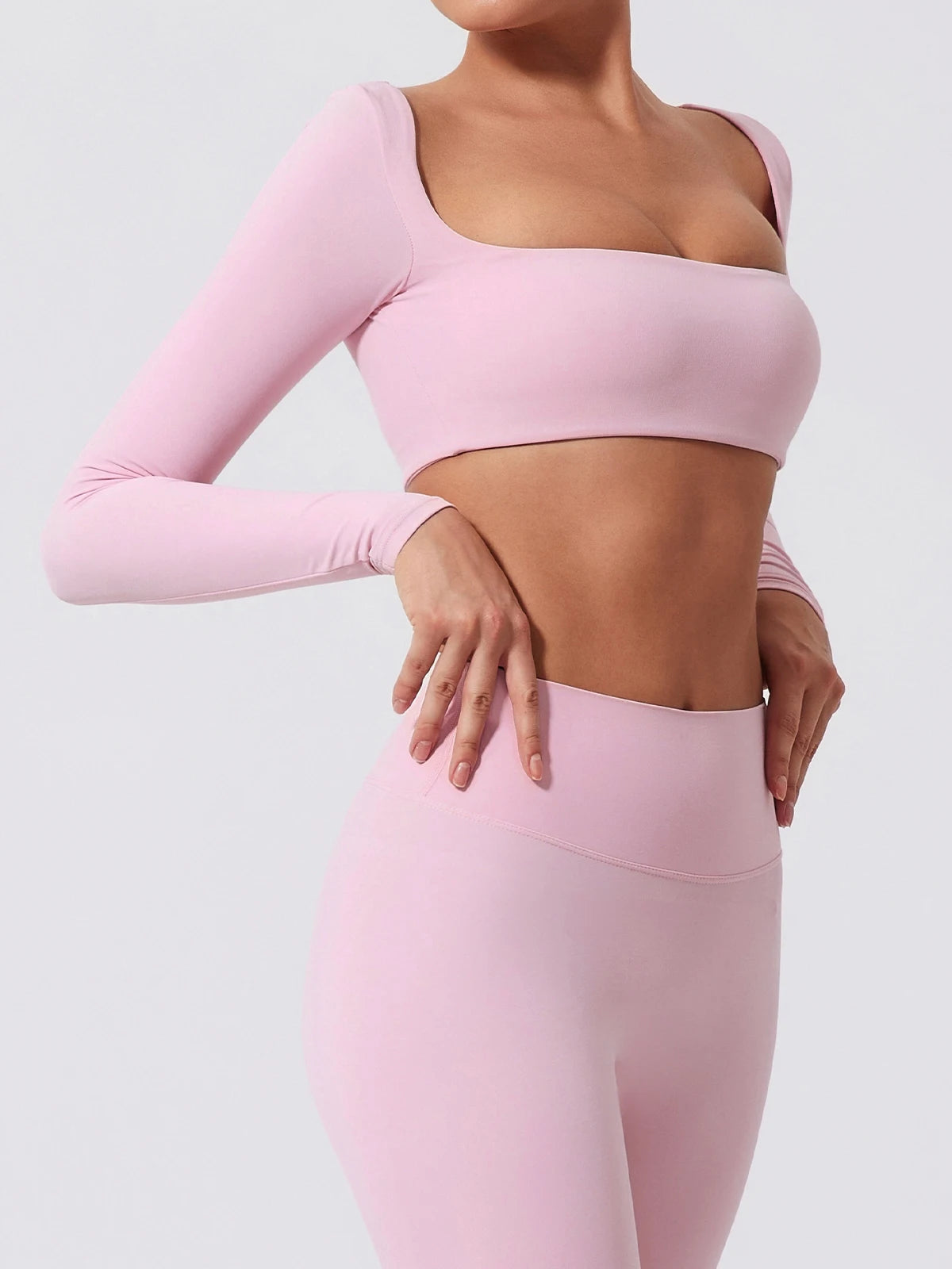 Summer Long-Sleeved Sports Fitness Set Women Outdoors Running Activewear Female Yoga Clothes Crop Top Sport Outfit For Woman
