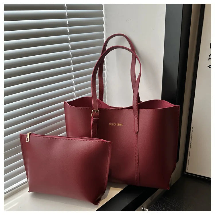 Large Capacity Women's Bag Soft Leather Tote Bags Casual Versatile Single Shoulder Handbag Mommy Handbags 2025 Autumn and Winter