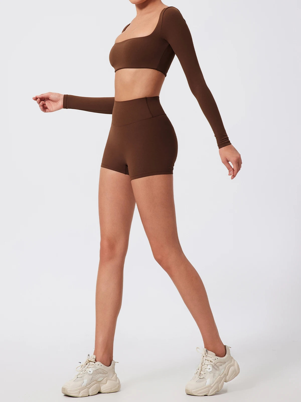 Summer Long-Sleeved Sports Fitness Set Women Outdoors Running Activewear Female Yoga Clothes Crop Top Sport Outfit For Woman