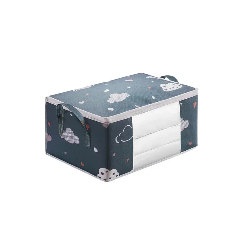 1pc Large Foldable Non-Woven Storage Bag – Fabric Dust-Proof Quilt and Clothing Organizer with Zipper and Easy Carry Handles