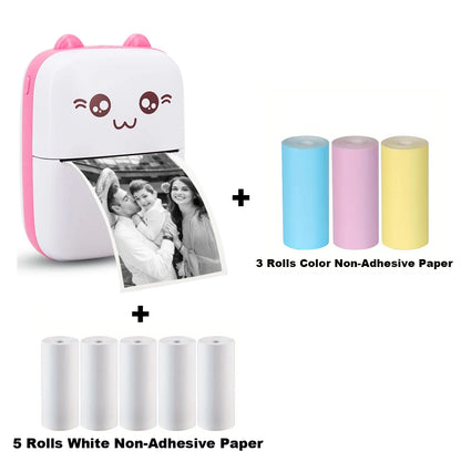 Mini Photo Pocket Printer Portable Ink-free Thermal 57mm Sticker Trans Paper Wireless BT 200dpi Android IOS Printing Machine