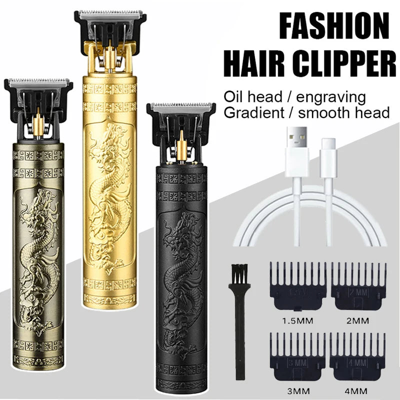 T9 Vintage Hair Trimmer USB Fast Charging Hair Cutting Machine Electric Hair Clipper Portable Shaver Barber Professional Barber