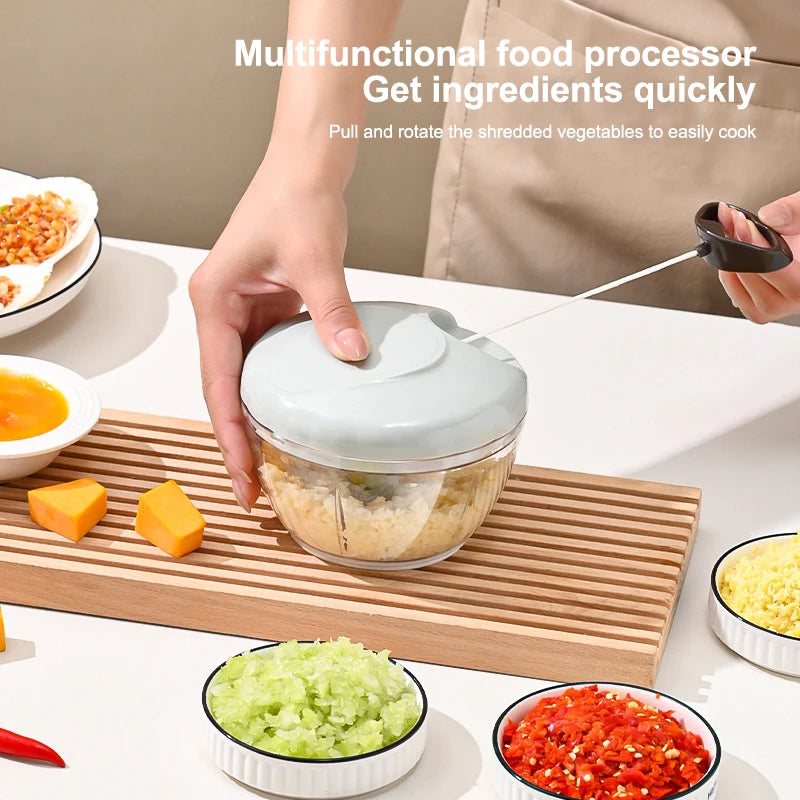 ♥Manual Pull String Food Chopper - Multi-Function Vegetable/Meat/Garlic Mincer, Kitchen Gadgets