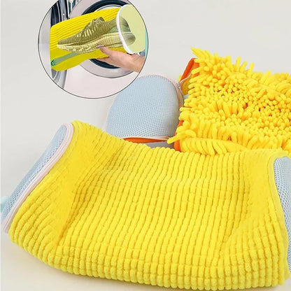 Anti-Deformation Shoe Washing Bag for Machine - Polyester Mesh Laundry Sock with Zipper for Sneakers/Boots,39x19cm,Reusable Dry