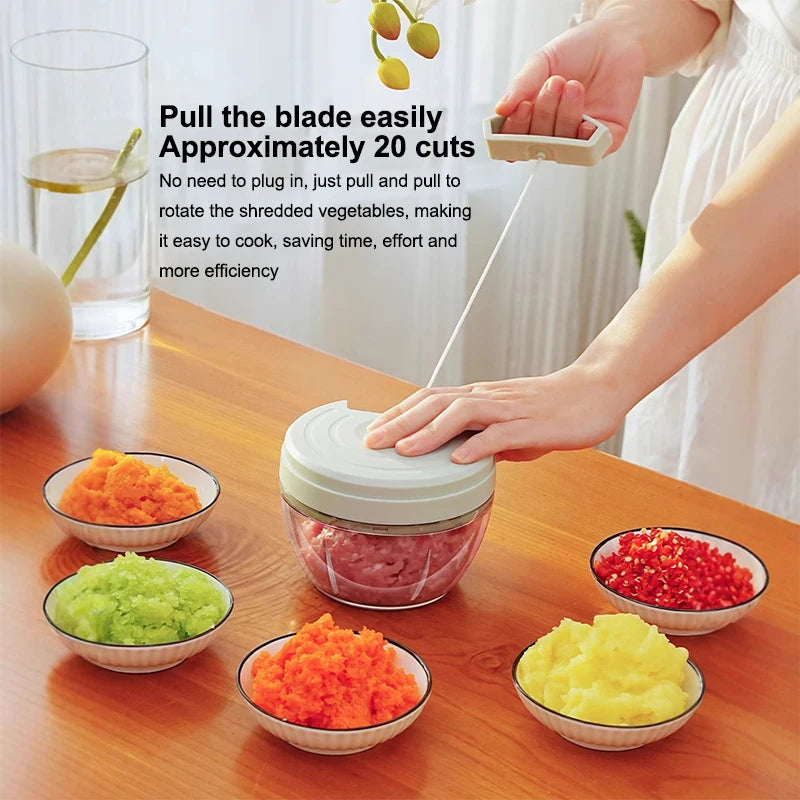 ♥Manual Pull String Food Chopper - Multi-Function Vegetable/Meat/Garlic Mincer, Kitchen Gadgets