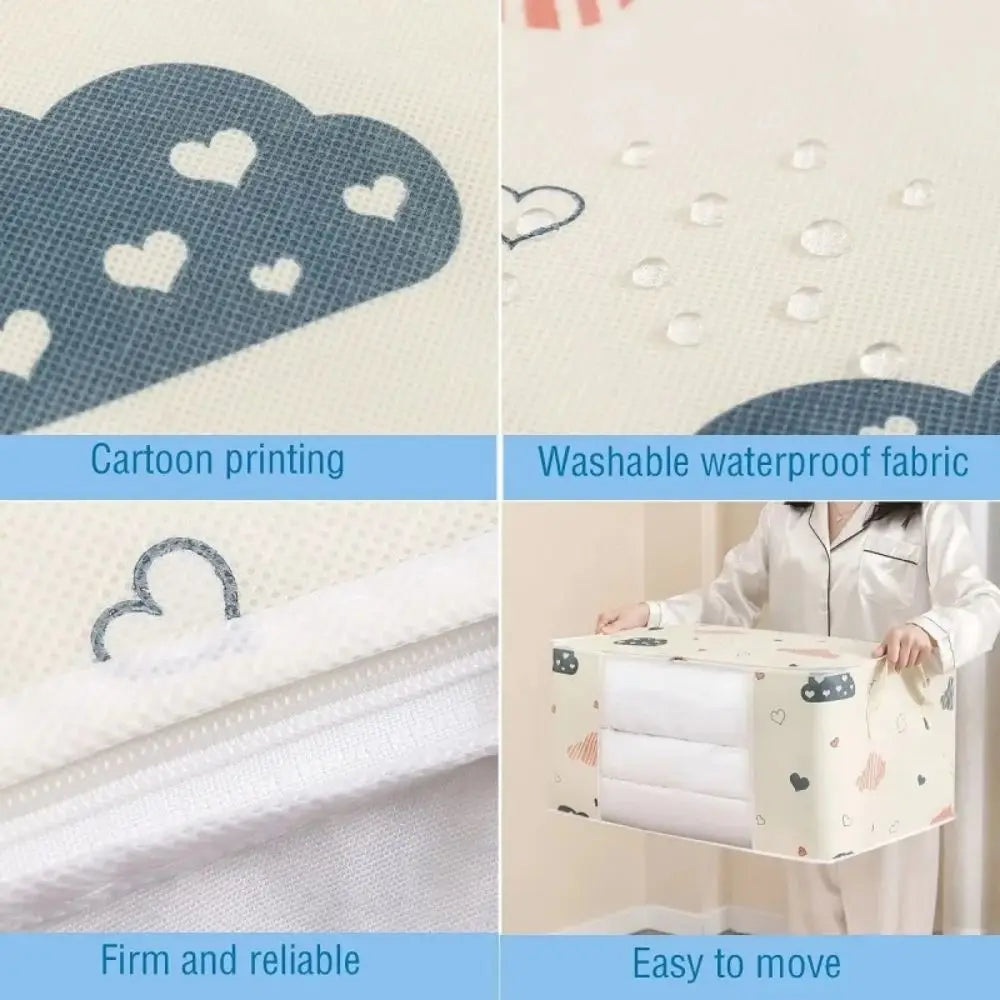 1pc Large Foldable Non-Woven Storage Bag – Fabric Dust-Proof Quilt and Clothing Organizer with Zipper and Easy Carry Handles