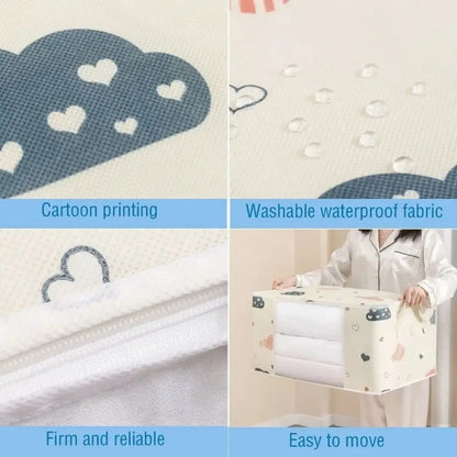 1pc Large Foldable Non-Woven Storage Bag – Fabric Dust-Proof Quilt and Clothing Organizer with Zipper and Easy Carry Handles