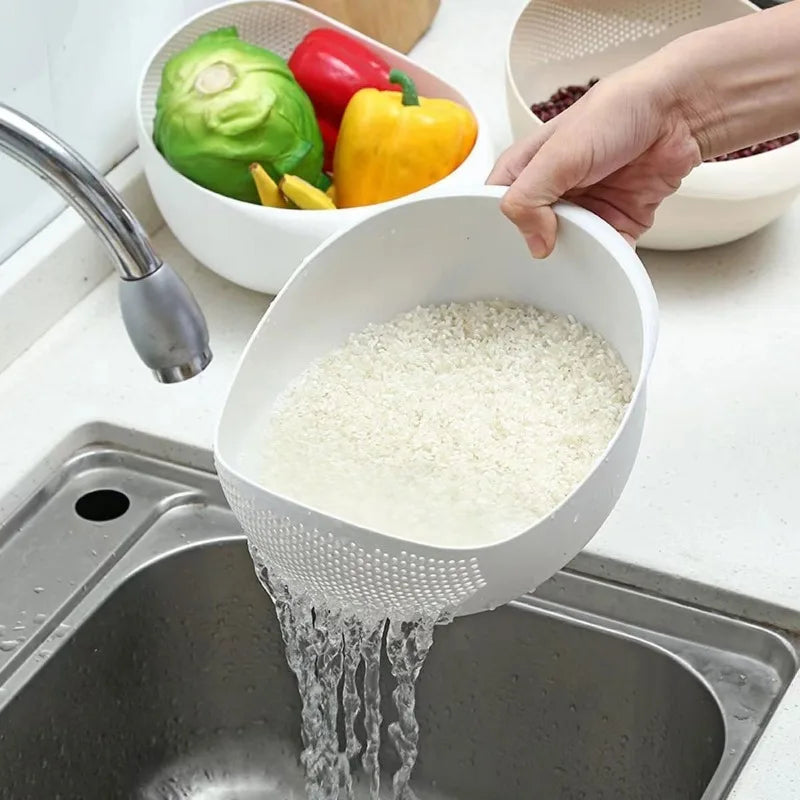 1pc rice panning machine, vegetable and fruit basket, drain and wash vegetable basket, household kitchen rice washing sieve
