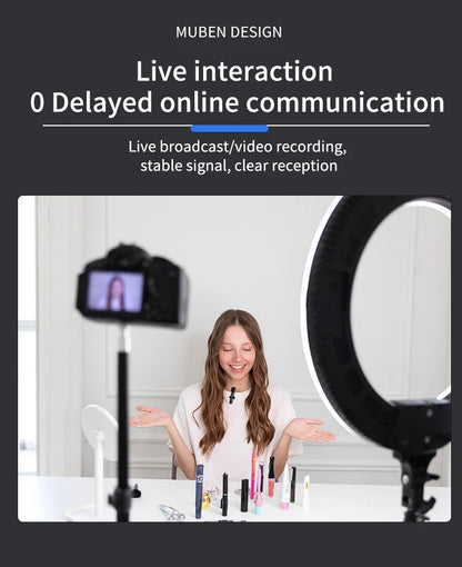 Basix 2.4G Wireless Stereo Lavalier Microphone Live Interview Outdoor Mini Noise Cancelling  for iPhone Android rotate Lapel Mic